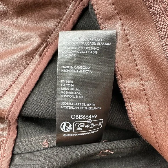 Maeve Anthropologie Chocolate Brown Colette Cropped Wide-Leg Faux Leather Pants - Picture 9 of 11